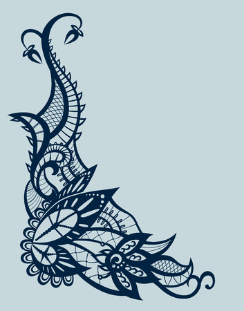 Abstract silhouettes of decorative flowers, leaves and butterfly. These decorative ornament are reminiscent of lace. Perfect cards for any other kind of designのイラスト素材