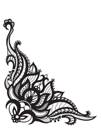 Abstract silhouettes of decorative flowers and leaves. These leaves and flowers are reminiscent of lace, they are created to decorateのイラスト素材