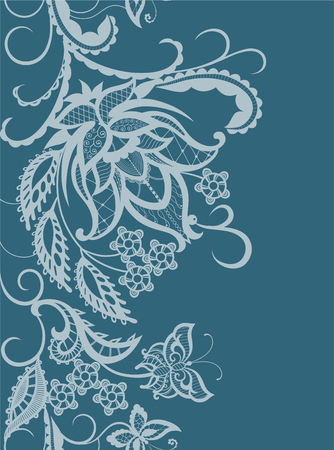 Abstract silhouettes of decorative flowers, leaves and butterflies. These decorative ornament are reminiscent of lace. Perfect cards for any other kind of designのイラスト素材