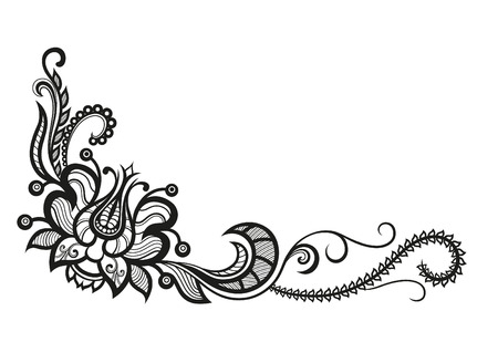 Abstract silhouettes of decorative flower and leaves. These leaves and flowers are reminiscent of lace, they are created to decorateのイラスト素材