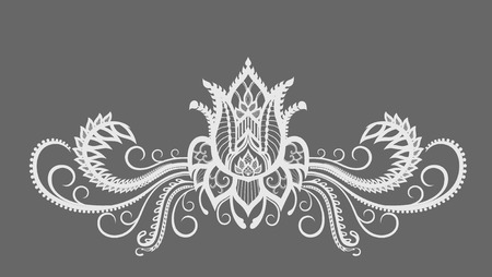 Abstract silhouettes of decorative flower and leaves. These leaves and flowers are reminiscent of lace, they are created to decorateのイラスト素材