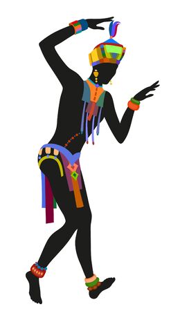 African dance ritual dance in the bright national costumeのイラスト素材