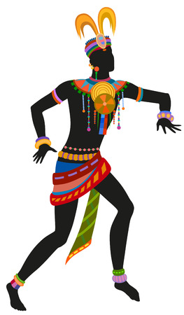 African dance ritual dance in the bright national costumeのイラスト素材
