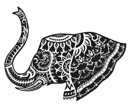 The stylized head of an elephant in the festive patternsのイラスト素材
