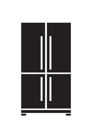 Vector black fridge icon on white backgroundのイラスト素材
