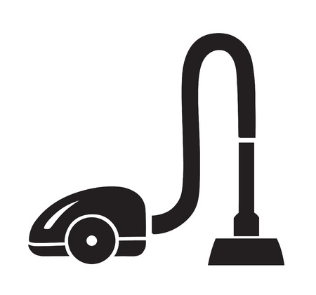 Vector black vacuum cleaner icon on white backgroundのイラスト素材