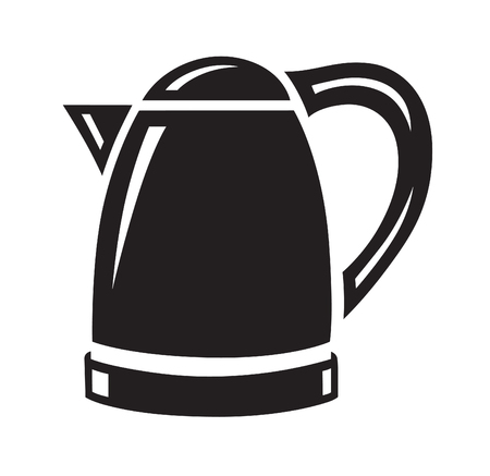 Monochrome electric kettle icon on white background. Household applianceのイラスト素材