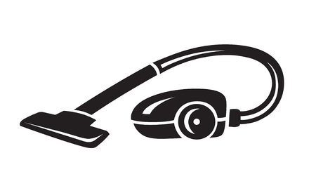 Vector black vacuum cleaner icon on white backgroundのイラスト素材