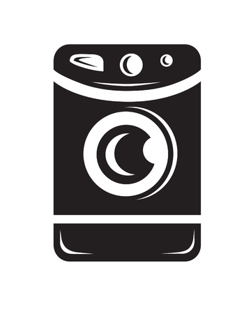 Monochrome household appliance icon such as clothes washerのイラスト素材