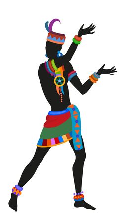 African dance ritual dance in the bright national costumeのイラスト素材