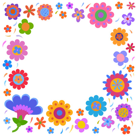 Cheerful, happy flowers and painted in a naive mannerのイラスト素材