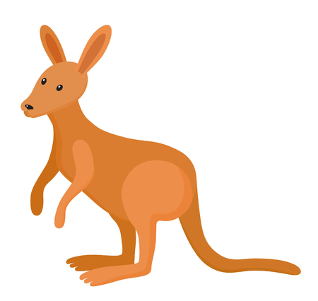 Cute cartoon kangaroo on isolated white background, vector illustrationのイラスト素材
