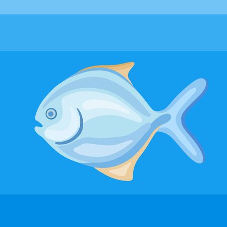 Colorful icon sea fish pompano on the blue backgroundのイラスト素材