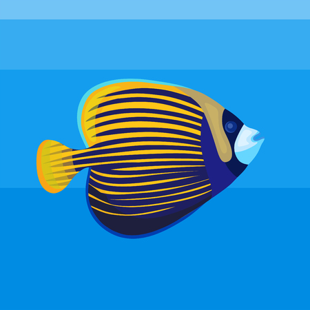 Colorful icon sea fish angel on the blue backgroundのイラスト素材