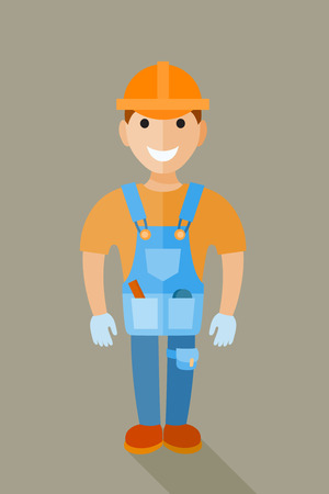Carpenter figure illustration. Vector icon in flat style design. Stewardess dressed in shapeのイラスト素材