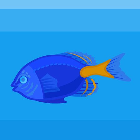 Colorful icon sea fish dumselfish on the blue backgroundのイラスト素材