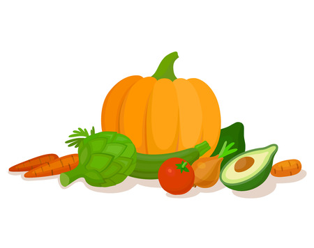 Health food vegetable composition. Still the most some popular vegetables that make up a healthy dietのイラスト素材