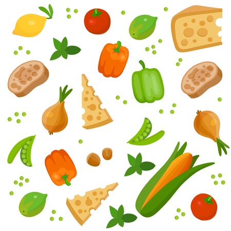 Set of vegetables and other healthy foods.のイラスト素材