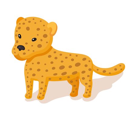 Cute cartoon baby leopard on isolated white backgroundのイラスト素材