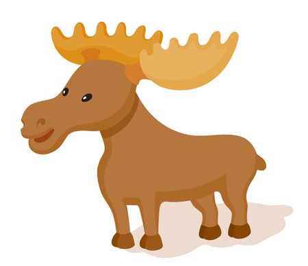 Cute cartoon little elk on isolated white backgroundのイラスト素材