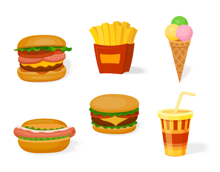 Fast food icon set. Decoration for greeting cards or other kind of designのイラスト素材