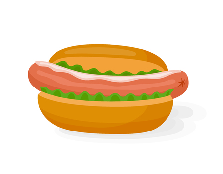 hot dog icon. Fast food dish. Decoration for greeting cards or other kind of designのイラスト素材