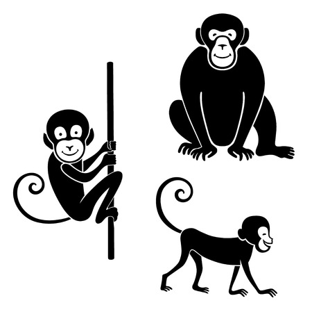 Black icon set of 	different animals on white backgroundのイラスト素材