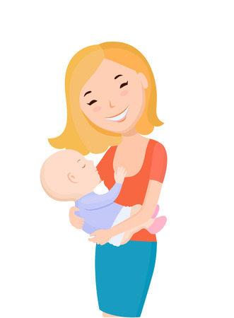 Mother lulls her baby in her armsのイラスト素材