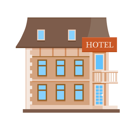 Flat hotel front icon, vector illustrationのイラスト素材