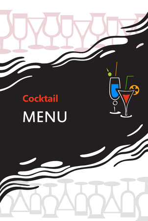 Cocktail menu cover with illustrations of cocktailsのイラスト素材