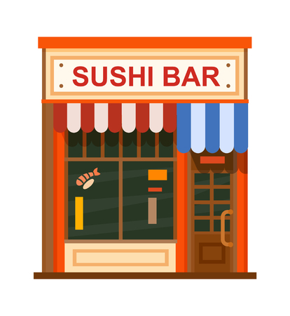 Sushi bar front view flat icon, vector illustrationのイラスト素材