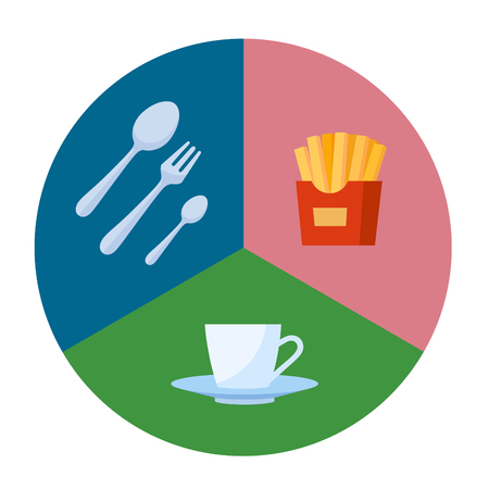 Fast food multicolor flat icon setのイラスト素材