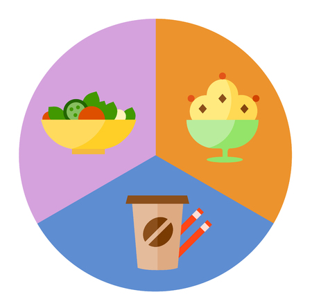 Fast food multicolor flat icon setのイラスト素材