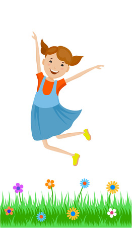 Dancing of little cartoon fun kids in colorful clothesのイラスト素材