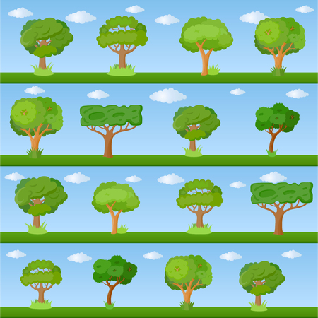 Set of decorative cartoon tree for design architectural compositions, and other types of designのイラスト素材