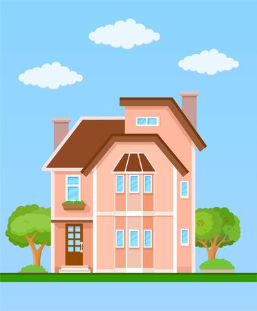 Flat house front icon, vector illustrationのイラスト素材