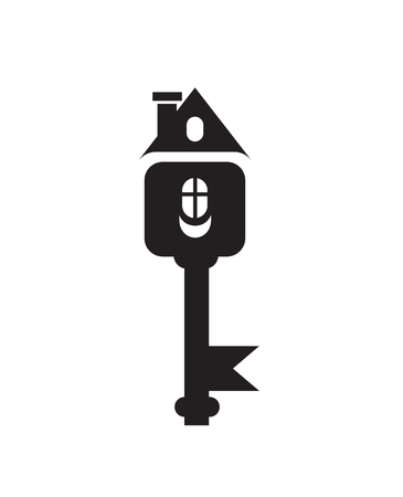 Black house front icon, on white background. Vector illustrationのイラスト素材