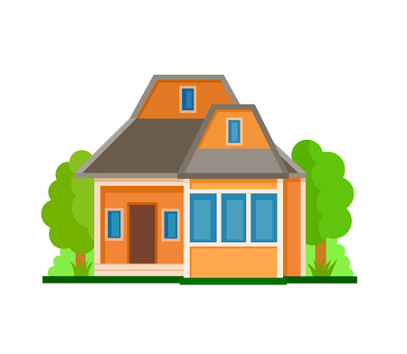 Flat house front icon, vector illustrationのイラスト素材