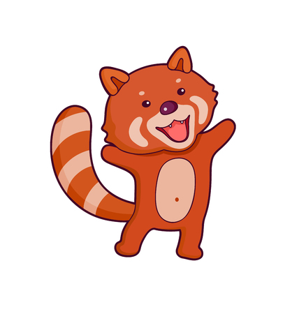 Friendship sticker in cartoon style. Red panda. Cartoon style vector pin, patchのイラスト素材