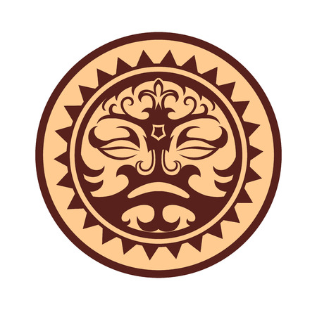 Sticker in ethnic style. Maori round pattern. Ethnic style vector pin, patchのイラスト素材