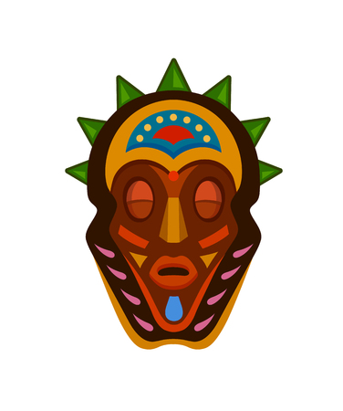 Sticker in ethnic style. African colorful mask. Ethnic style vector pin, patchのイラスト素材