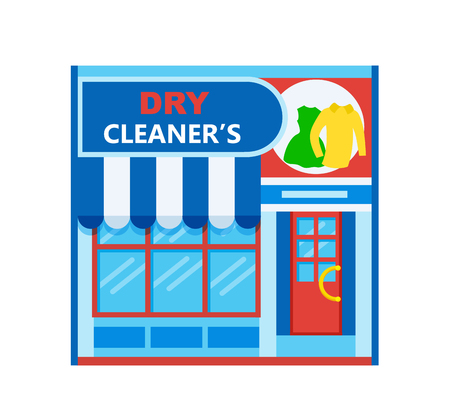 Dry cleaner's front view flat icon, vector illustrationのイラスト素材