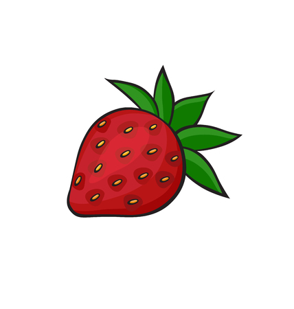 Fashion pop art style strawberry patch badge. Vector sticker, pin, patche in cartoon 80s-90s comic styleのイラスト素材