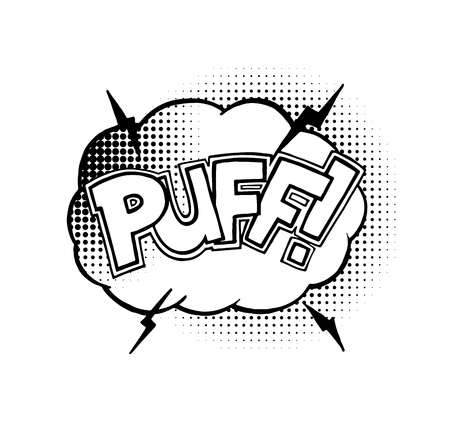 Puff, word in speech bubble patch badge.のイラスト素材