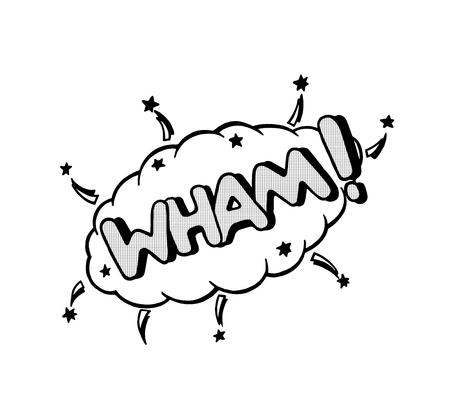 Wham, word in speech bubble patch badge.のイラスト素材
