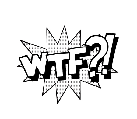 WTF, word in speech bubble patch badge.のイラスト素材