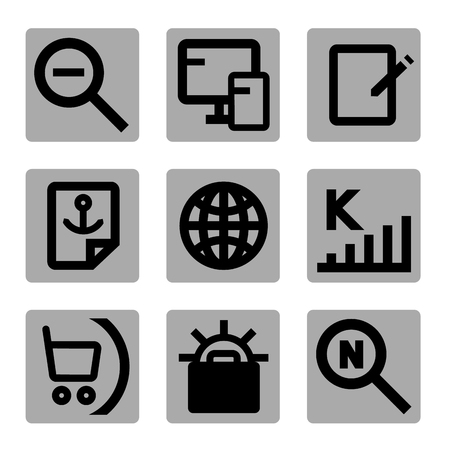 Search Engine Optimization internet marketing icons in minimalist styleのイラスト素材