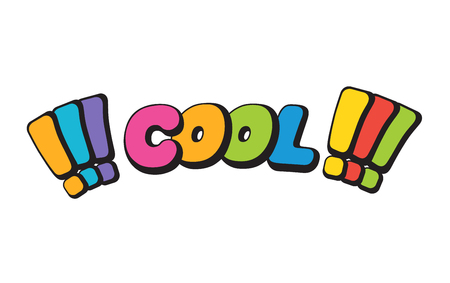 Cool, word in speech bubble patch badge. Comic book style vector sticker, pin, patch in cartoon 80s-90s comic styleのイラスト素材