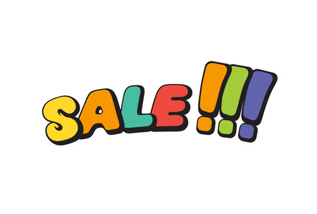 Sale, word in speech bubble patch badge. Comic book style vector sticker, pin, patch in cartoon 80s-90s comic styleのイラスト素材