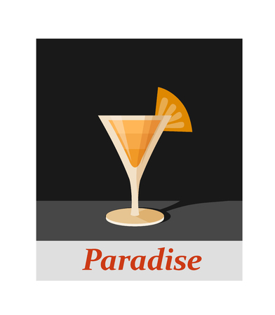 Paradise cocktail menu item or any kind of design. Party drink on the black background, vector illustrationのイラスト素材
